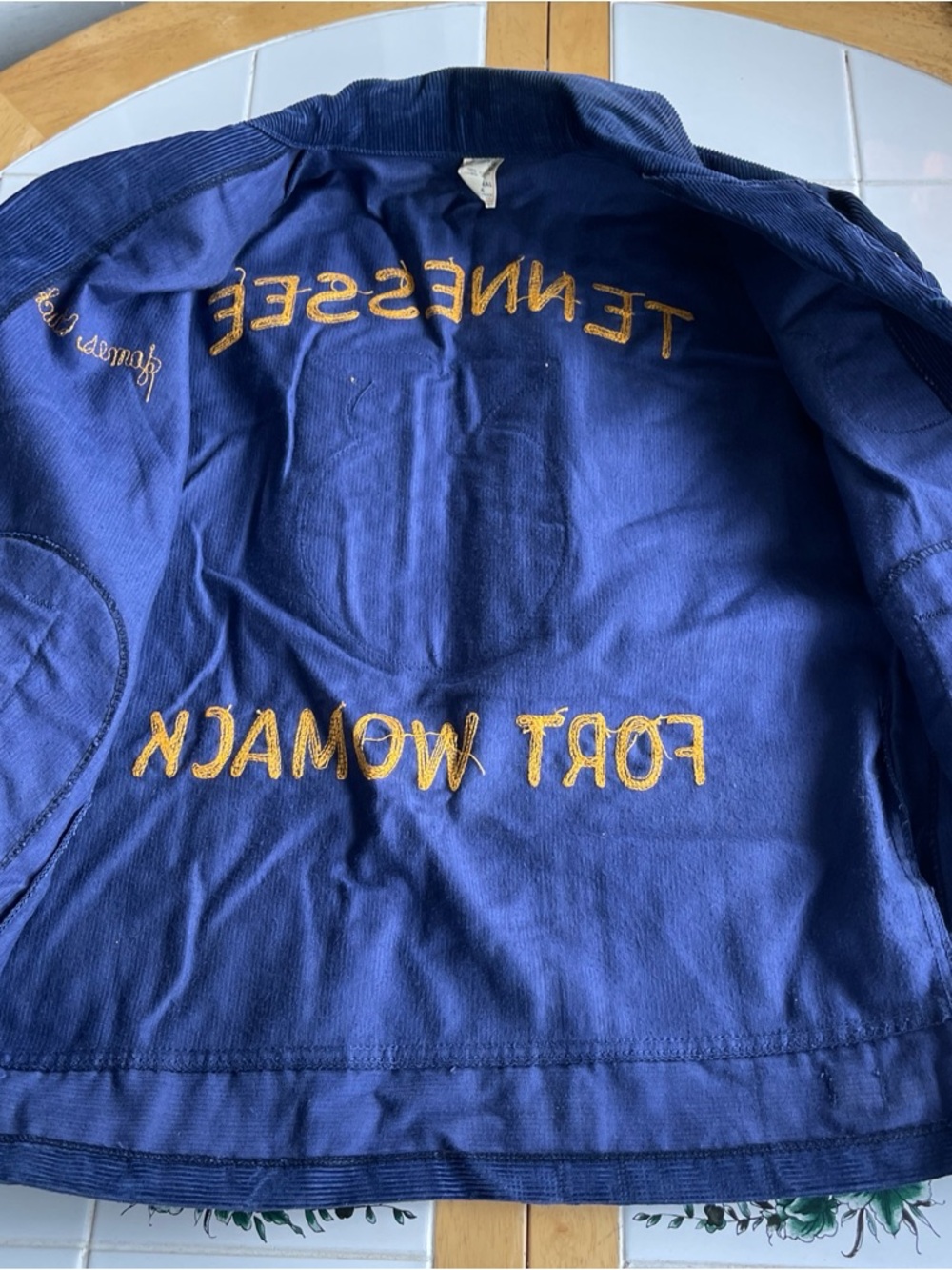 Vintage FFA Blue Corduroy Bomber Jacket 38/M Chainstitch Tennessee Fort Womack - Picture 13 of 15